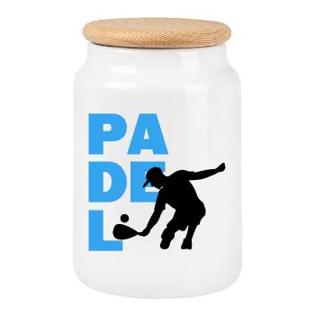 Padel Game Spiler Statement Balls Racket Padel - Cookie Jar with Wooden Lid - white - Front
