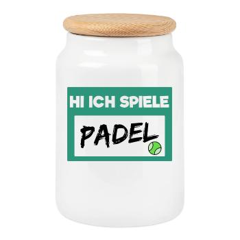 Player Padel Racket Balls Statement Padel Game - Cookie Jar with Wooden Lid - white - Front