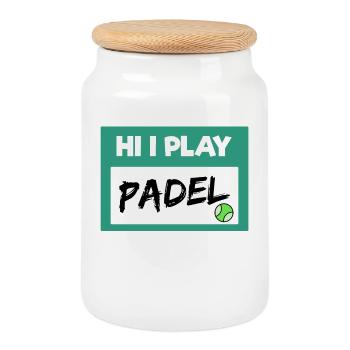 Player Padel Statement Balls Sport Padel Game - Cookie Jar with Wooden Lid - white - Front