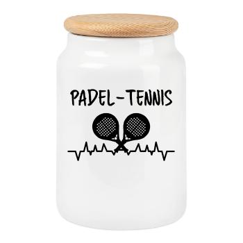 Padel Game Padel Tennis Sport Statement Racket - Cookie Jar with Wooden Lid - white - Front
