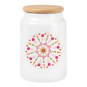 Mandala Frühling bunt - Keksdose mit Holzdeckel - Weiß - Vorne
