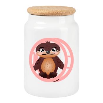 Rhönrad Kids Gymnastics - Loutre de mer - Boîte à biscuits avec couvercle en bois - blanc - Devant
