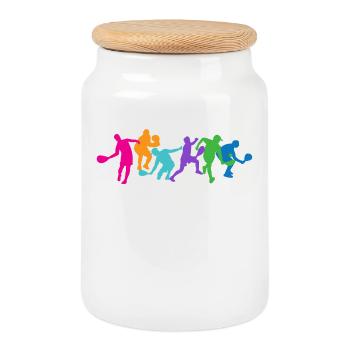 Padel Padel Team Training Coach Player Tournament - Cookie Jar with Wooden Lid - white - Front