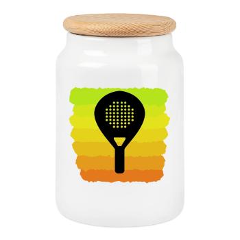Recul Padel Player Fans Raquette Loisirs - Boîte à biscuits avec couvercle en bois - blanc - Devant