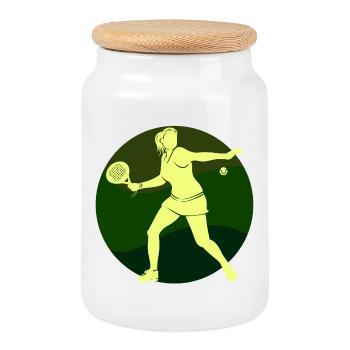 Butterfly Ball Padel Player Training Racket Ball - Cookie Jar with Wooden Lid - white - Front