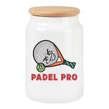 Racket Padel Statement Balls Padel Game Sport - Cookie Jar with Wooden Lid - white - Front