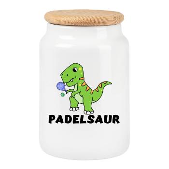 Balls Saying Player Padel Game Padel Racket - Cookie Jar with Wooden Lid - white - Front