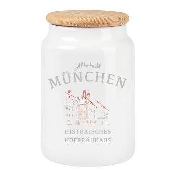 Historisches Hofbräuhaus München, Bayern - Keksdose mit Holzdeckel - Weiß - Vorne