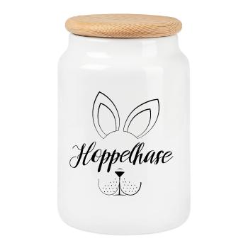 Hoppelhase Oster Motiv minimalistisch - Keksdose mit Holzdeckel - Weiß - Vorne
