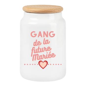 Gang future mariée. EVJF enterrement célibataire - Boîte à biscuits avec couvercle en bois - blanc - Devant