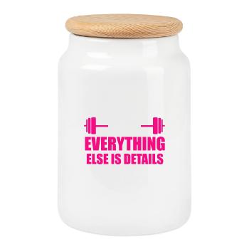 Burpees Is Life Everythink Else Is Details - Cookie Jar with Wooden Lid - white - Front
