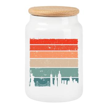 Sunset Skyline Farbverlauf - Keksdose mit Holzdeckel - Weiß - Vorne