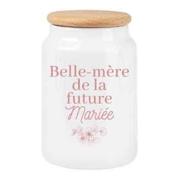 Belle-mère future Mariée. EVJF Team future mariée - Boîte à biscuits avec couvercle en bois - blanc - Devant