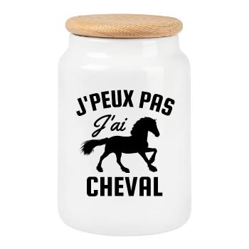 Je peux pas j'ai cheval - Boîte à biscuits avec couvercle en bois - blanc - Devant
