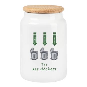 Tri des déchets - Boîte à biscuits avec couvercle en bois - blanc - Devant