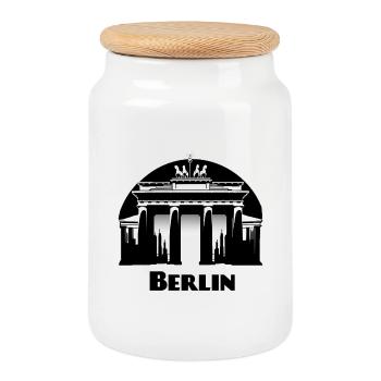 Berlin - Keksdose mit Holzdeckel - Weiß - Vorne
