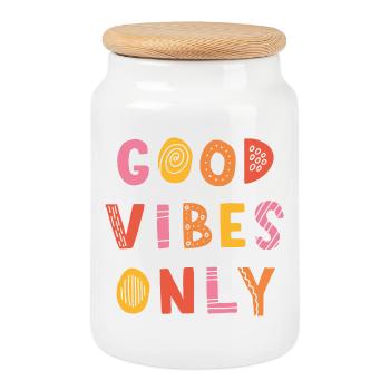 good-vibes-only - Keksdose mit Holzdeckel - Weiß - Vorne