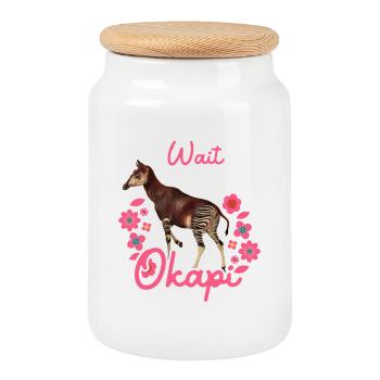 Wait I See An Okapi - Cookie Jar with Wooden Lid - white - Front
