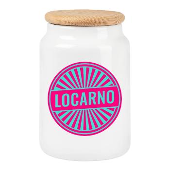 Locarno Neon Rundstempel - Keksdose mit Holzdeckel - Weiß - Vorne