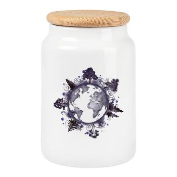 World Earth - Mystical Planet Climate Protection - Cookie Jar with Wooden Lid - white - Front