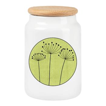 Trockenblume Minimal - Keksdose mit Holzdeckel - Weiß - Vorne