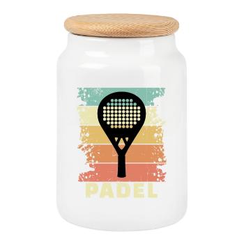 Tennis Sport Padel Saying Padel Game Racket - Cookie Jar with Wooden Lid - white - Front