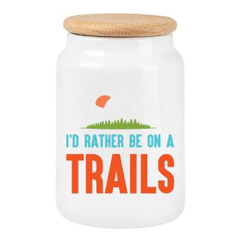 Montagnes - Je préfère être sur un sentier - Boîte à biscuits avec couvercle en bois - blanc - Devant