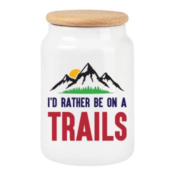 Montagnes - Je préfère être sur un sentier - Boîte à biscuits avec couvercle en bois - blanc - Devant