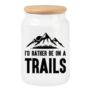 Montagnes - Je préfère être sur un sentier - Boîte à biscuits avec couvercle en bois - blanc - Devant