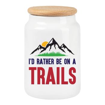 Montagnes - Je préfère être sur un sentier - Boîte à biscuits avec couvercle en bois - blanc - Devant