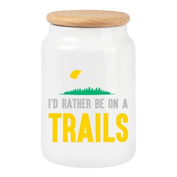 Montagnes - Je préfère être sur un sentier - Boîte à biscuits avec couvercle en bois - blanc - Devant