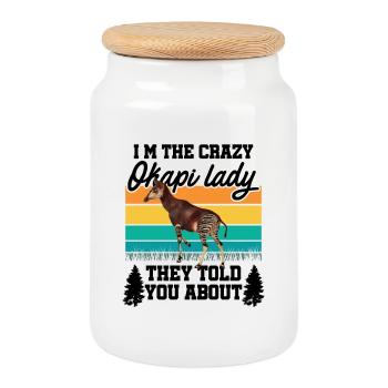 I'm The Crazy Okapi Lady - Cookie Jar with Wooden Lid - white - Front
