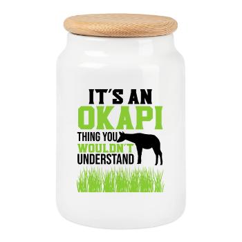 Ist ein Okapi - Keksdose mit Holzdeckel - Weiß - Vorne