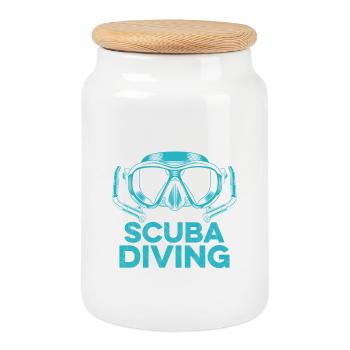 Scuba Diving Gerätetauchen Design - Keksdose mit Holzdeckel - Weiß - Vorne