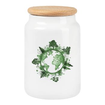 World Earth Day, Klimaschutz, Planet, Umwelt - Keksdose mit Holzdeckel - Weiß - Vorne