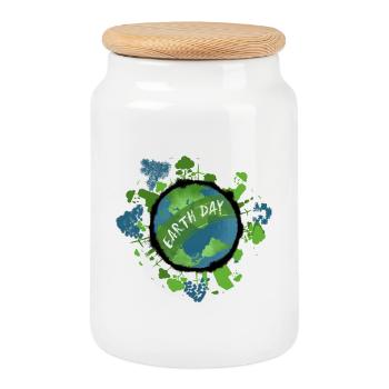 Earth Day - Planet Erde Klimaschutz Umwelt - Keksdose mit Holzdeckel - Weiß - Vorne
