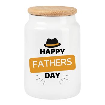 Geschenk Vatertag - Papa ist der Beste / Männertag - Keksdose mit Holzdeckel - Weiß - Vorne