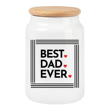 Geschenk Vatertag - Papa ist der Beste / Männertag - Keksdose mit Holzdeckel - Weiß - Vorne
