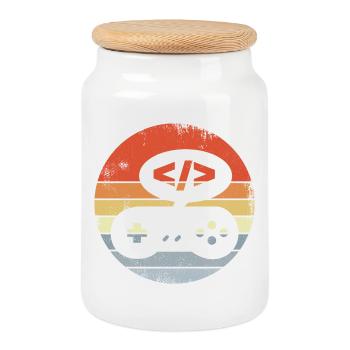 Game Designer - Cookie Jar with Wooden Lid - white - Front