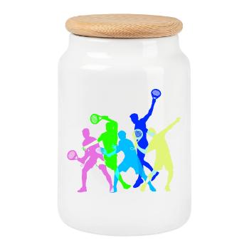 Padel Club Player Training Tournament Padel Team - Cookie Jar with Wooden Lid - white - Front