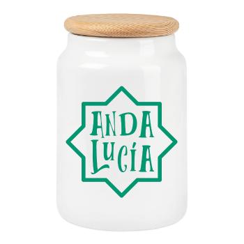 Andalusien 5 - Keksdose mit Holzdeckel - Weiß - Vorne
