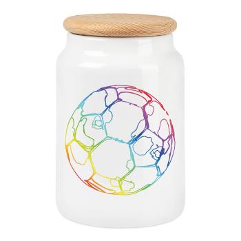 Football - Boîte à biscuits avec couvercle en bois - blanc - Devant