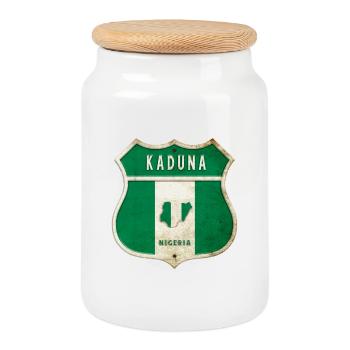 Design du drapeau du Nigeria de Kaduna - Boîte à biscuits avec couvercle en bois - blanc - Devant