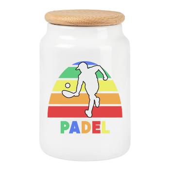 Padel Game Padel Tennis Player Saying Training - Cookie Jar with Wooden Lid - white - Front