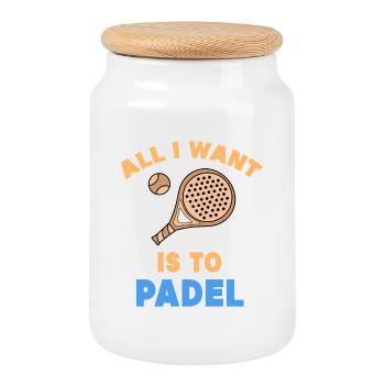 Padel Statement Padel Game Players Rackets Balls - Cookie Jar with Wooden Lid - white - Front