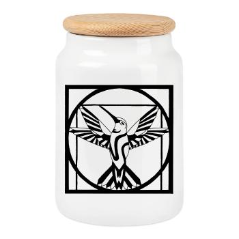 Oiseau noir Vitruve - Boîte à biscuits avec couvercle en bois - blanc - Devant