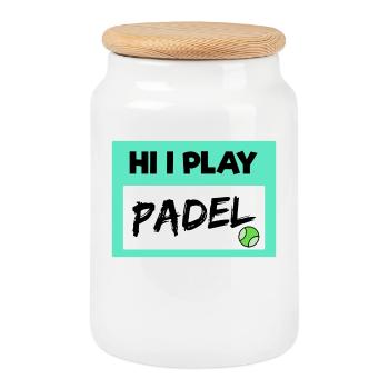 Leisure Padel Player Padel Game Balls Statement - Cookie Jar with Wooden Lid - white - Front