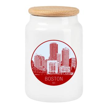 Cercle d’horizon de Boston - Boîte à biscuits avec couvercle en bois - blanc - Devant
