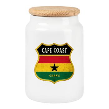 Design du drapeau du Ghana à Cape Coast - Boîte à biscuits avec couvercle en bois - blanc - Devant