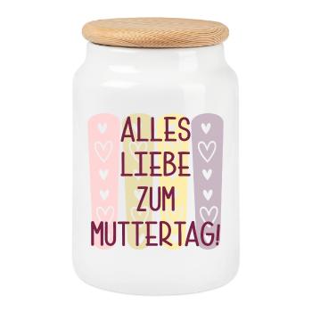 Alles Liebe zum Muttertag - MAMA Sprüche - MAMI - Keksdose mit Holzdeckel - Weiß - Vorne